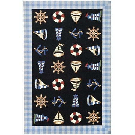 Safavieh 8 ft. x 8 ft. Round- Country and Floral Chelsea Black Hand Hooked Rug HK239B-8R